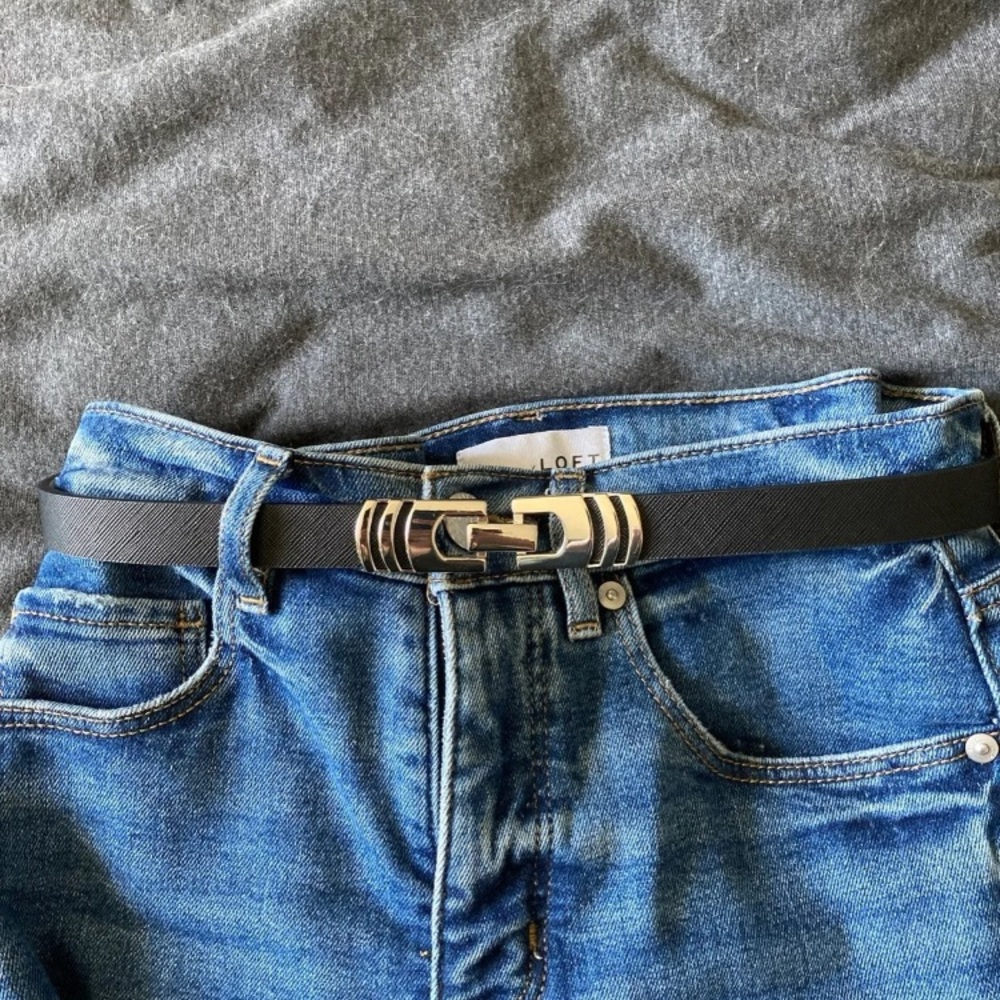 White House Black Market Black Textured Belt